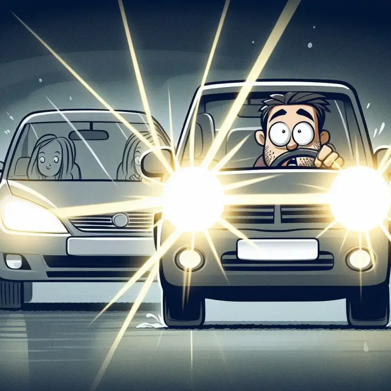 Driving coming in high beam