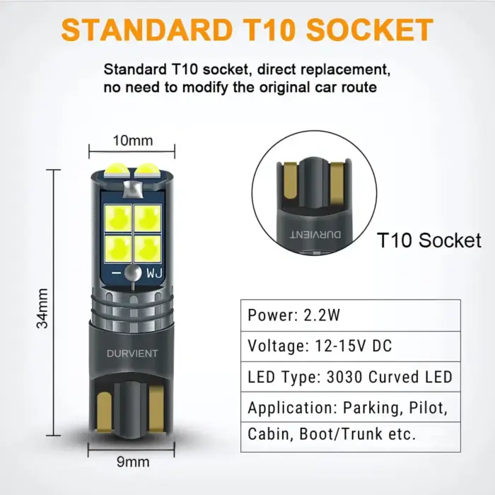 Super Bright T10 LED W5W W10W for Parking Cabin Boot License Plate Lights - Image 6