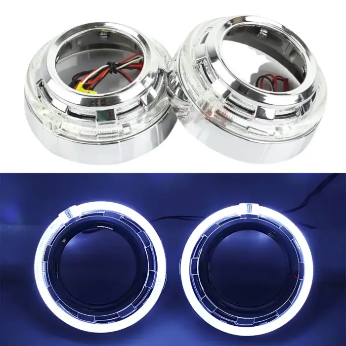 Premium 3 Inch Projector Shroud with Angel Eye DRL - Stylish Upgrade for Bi-LED/Bi-HID Headlights - Image 2