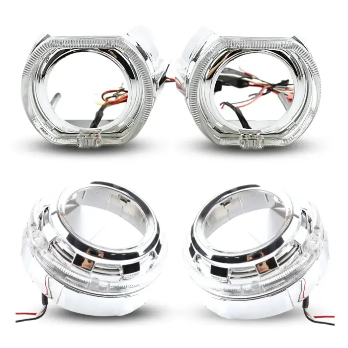 Premium 3 Inch Projector Shroud with Angel Eye DRL - Stylish Upgrade for Bi-LED/Bi-HID Headlights - Image 1