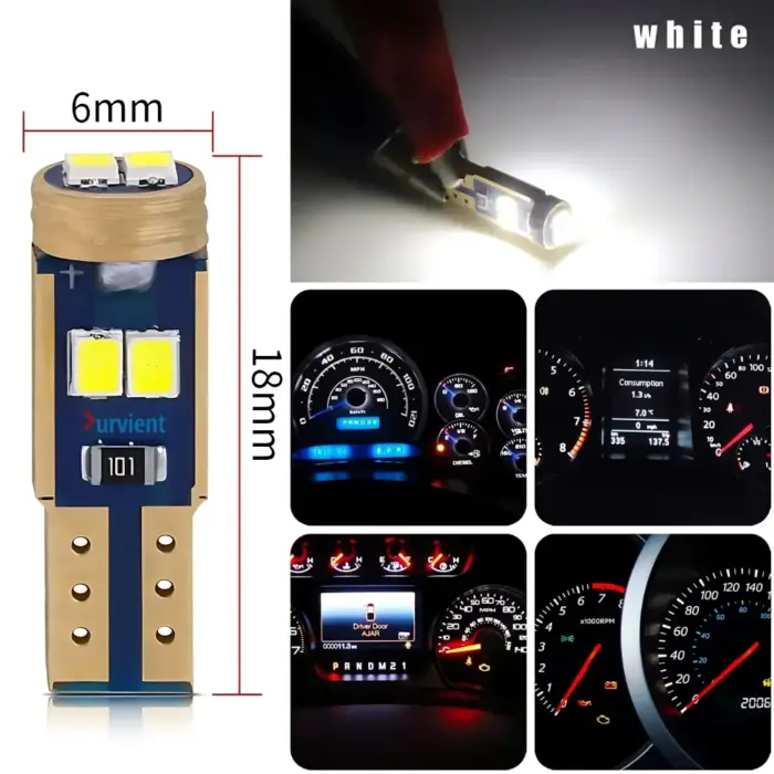T5 LED Bulbs W3W 3030 Chips for Dashboard, Console Instrument Panel Backlight - Image 5