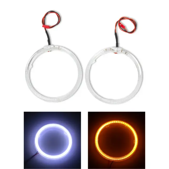 80mm Angel Eye DRL Halo Ring with Amber Indicators for Cars & Motorcycles – Versatile Driving Fog Light & Turn Signal - Image 1