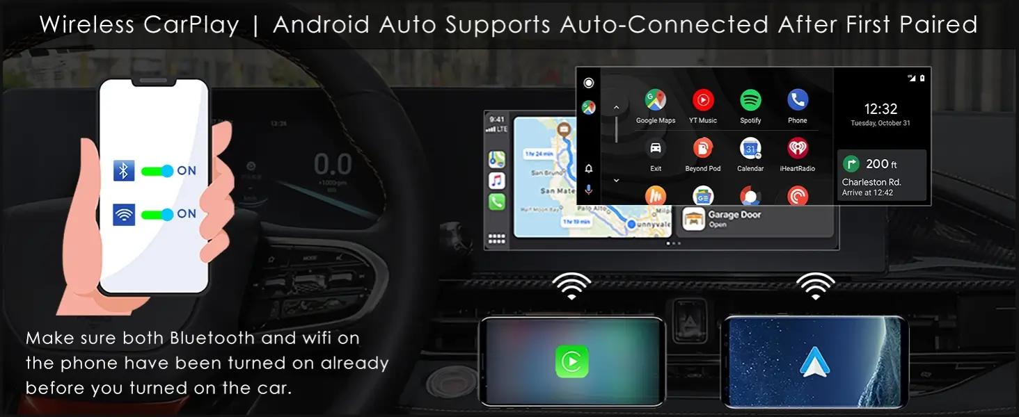 how to connect to the wireless Android Auto Apple CarPlay adapter converter?