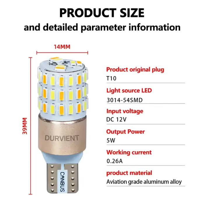 Dual Color T10 T15 LED Bulbs – Amber/White, W5W W10W Turn Signal & DRL (1 Pair) - Image 5