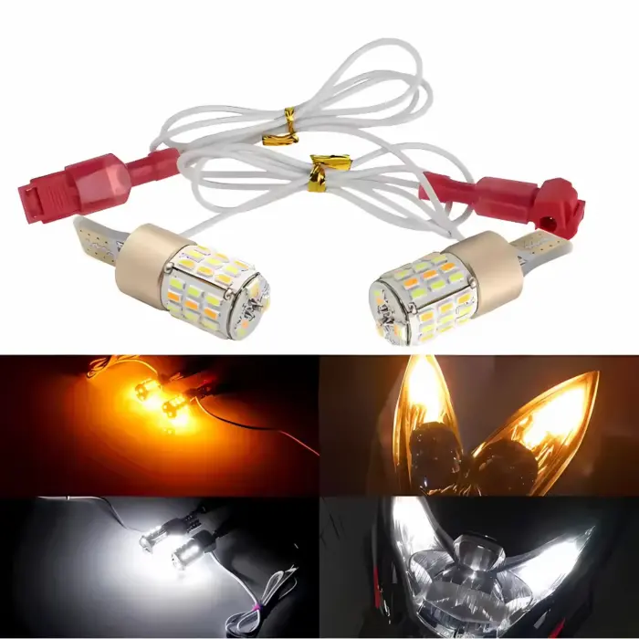 Dual Color T10 T15 LED Bulbs – Amber/White, W5W W10W Turn Signal & DRL (1 Pair) - Image 2