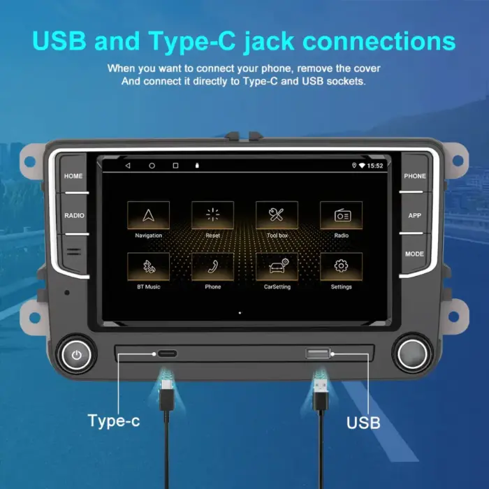 7 Inch Android Car Stereo for Volkswagen/Skoda - Wireless CarPlay, Android Auto, 4GB RAM, 1080P Backup Camera - Image 3