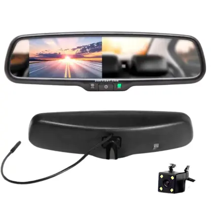 Anti-Glare IRVM Rear View Mirror Reverse Camera Kit