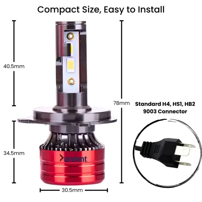 High-Performance Headlight LED for Motorcycle and Scooter - 6000K White Light, Plug-and-Play Design - Image 6