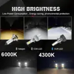 F2 Series 72W Foglight Headlight LED Bulbs CSP1860 White 6000K - Image 3