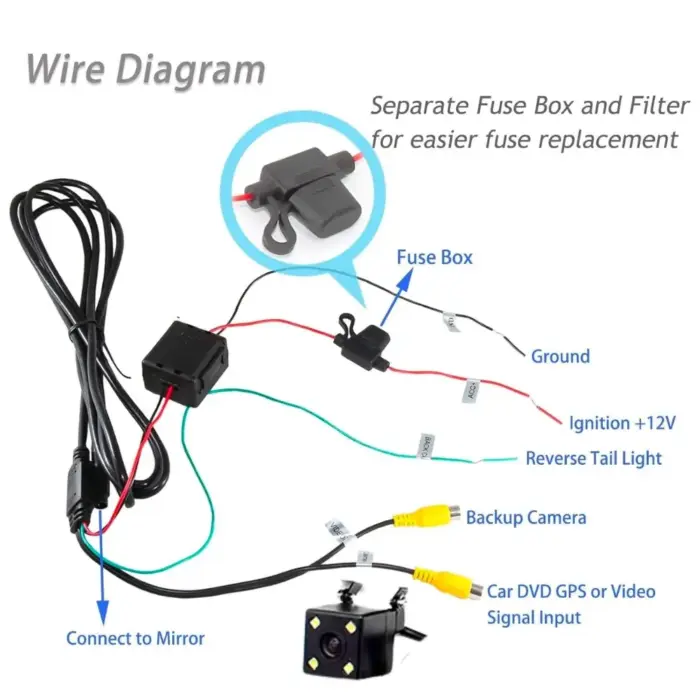 Anti-Glare IRVM Rear View Mirror Reverse Camera Kit - Image 6