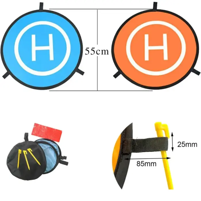 55cm (21") Universal Drone Landing Pad, Waterproof, with Reflective Stickers & Ground Nails for DJI, Parrot, and More - Image 6