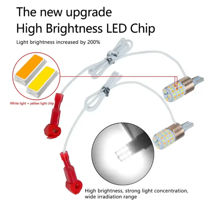 Dual Color T10 T15 LED Bulbs – Amber/White, W5W W10W Turn Signal & DRL (1 Pair) - Image 4