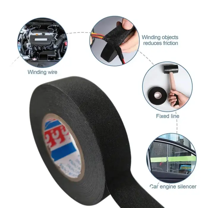 Professional Automotive Wiring Harness Tape - Flame-Retardant Felt Cloth Tape (19mm x 15M) - Image 2