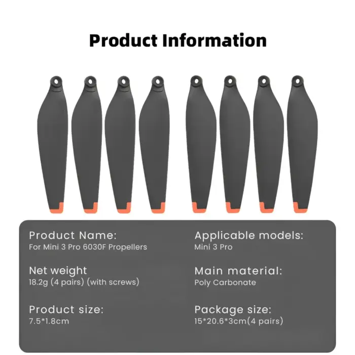 Lightweight Polycarbonate Replacement DJI Mini 3 Pro Propeller Blades 6030F Props - Quieter Flights - Image 6