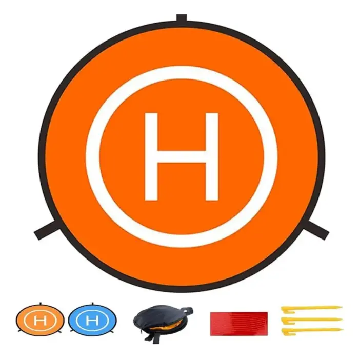 55cm (21") Universal Drone Landing Pad, Waterproof, with Reflective Stickers & Ground Nails for DJI, Parrot, and More - Image 1