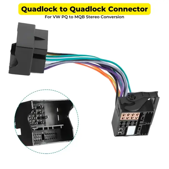 PQ to MQB Quadlock Conversion Cable – VW/Skoda RCD330/340 to MIB Discover Media Adapter - Image 2