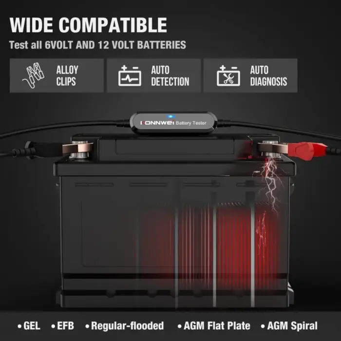 KONNWEI BK100 Bluetooth Battery Tester For 6V/12V Car Motorcycle Battery & Alternator Tester - Image 2